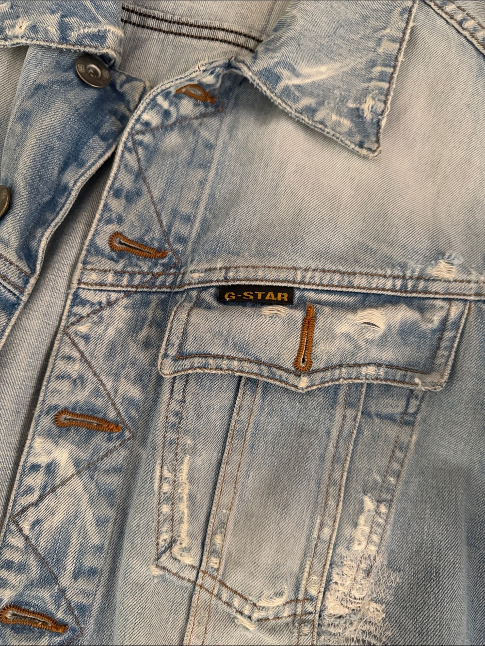 G-Star 3301 Light Blue Distressed Denim Jacket - Picture 2 of 5